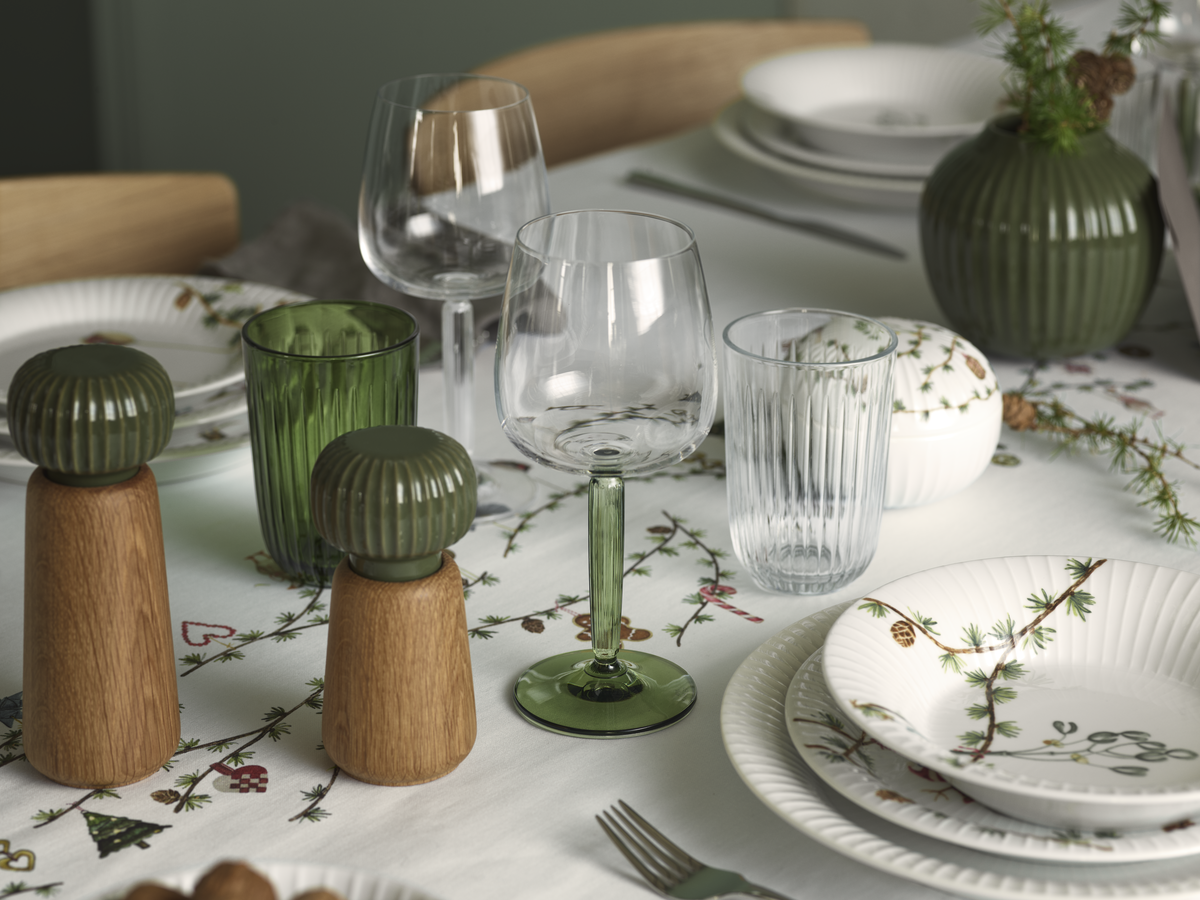 Hammershøi Christmas bonbonniere, hvid m. deko - Ø12 cm